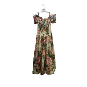 Geary Roark Kamisato Floral Print Cold Shoulder Dress Size 14 vintage